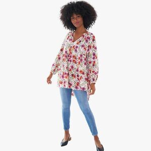 New Ellos Tiered Floral V-Neck Tunic Size 22/24 1X